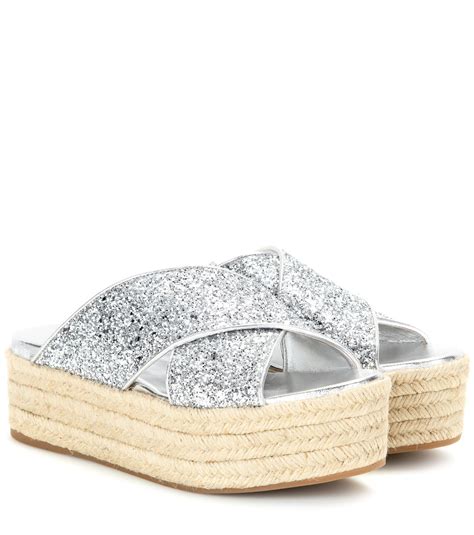 miu miu glitter platform espadrilles|Miu Miu Glitter Platform Espadrille Wedge Sandal, Pirite.